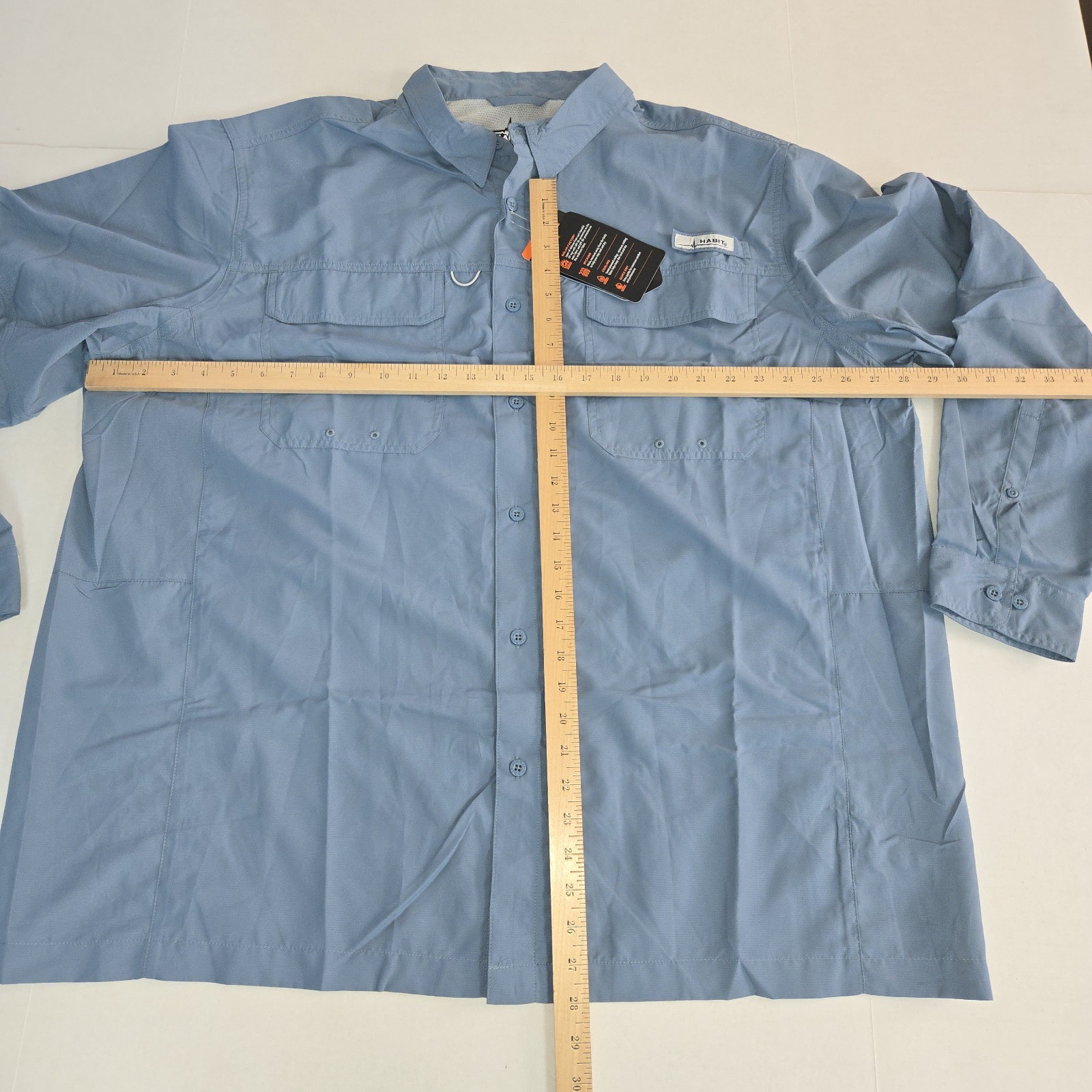 Habit Men's Long Sleeve Blue Springs 50+ UPF Quick Dry Shirt Size 2XL Nwt gallery