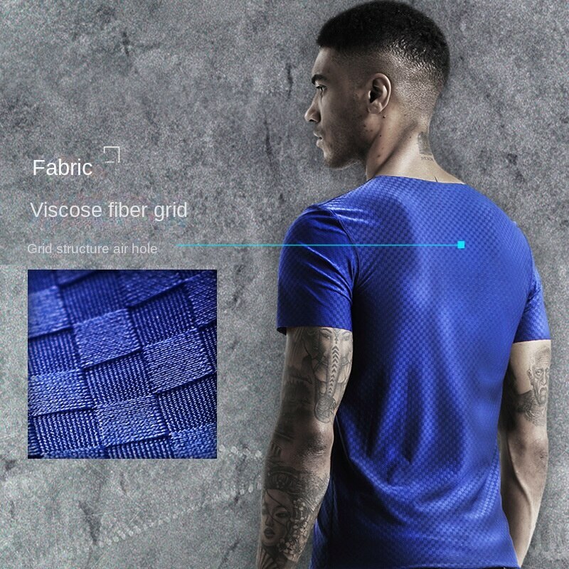 Mens Short Sleeve Ice Silk T-Shirt V-Neck Elastic Sport Gym Top Undershirts gallery