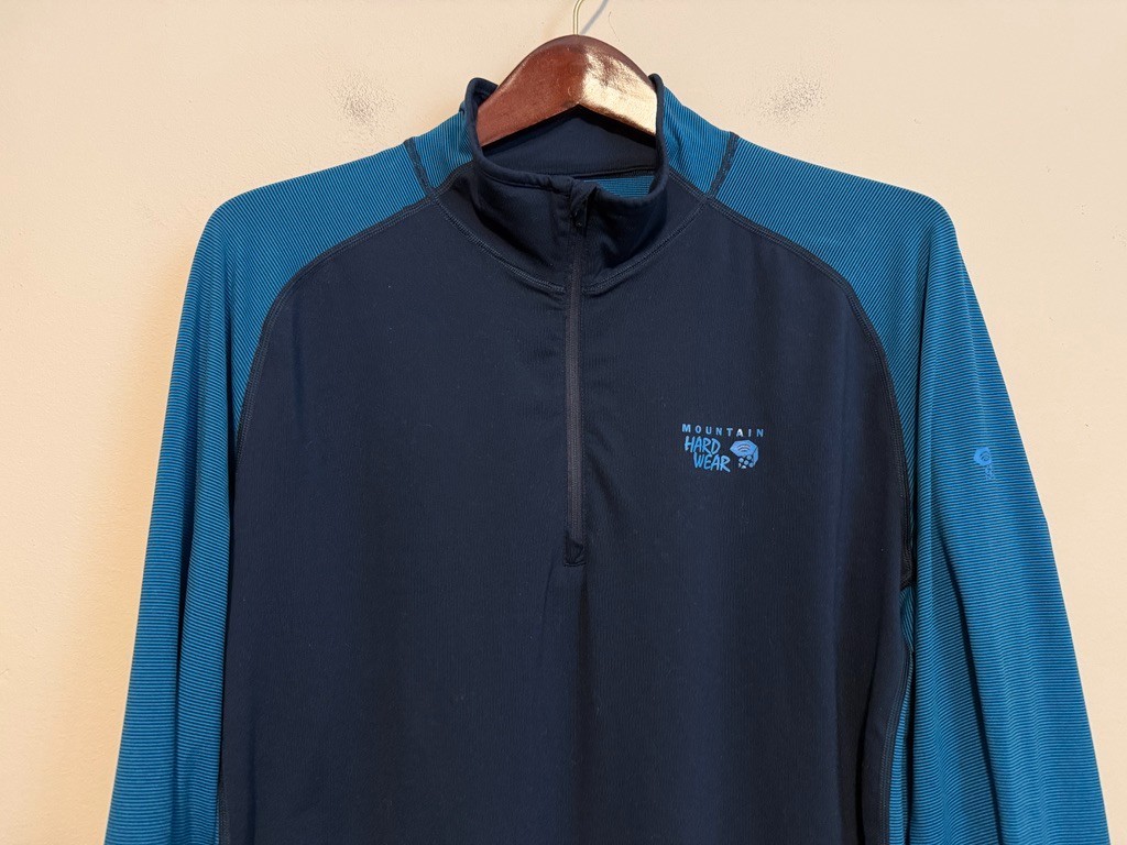 ☀️ Mountain Hardware 1/4 Zip Pullover Shirt Mens Large Wick.Q Blue Lightweight gallery