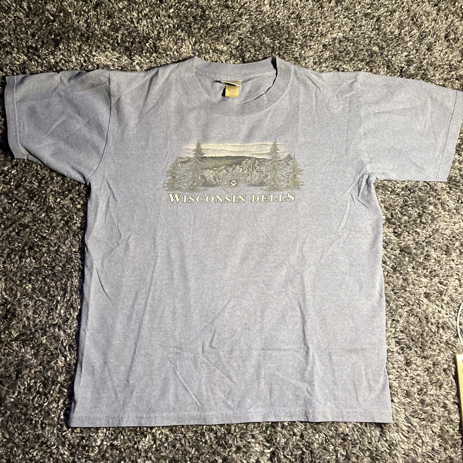 Eco Mountain Wisconsin Dells Men’s Shirt Size Large Blue Gray Made in USA EUC