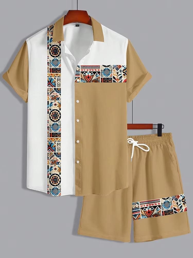 Men Summer Outfit 2-piece Set Short Sleeve T-shirt and Shorts Sweatsuit Set gallery