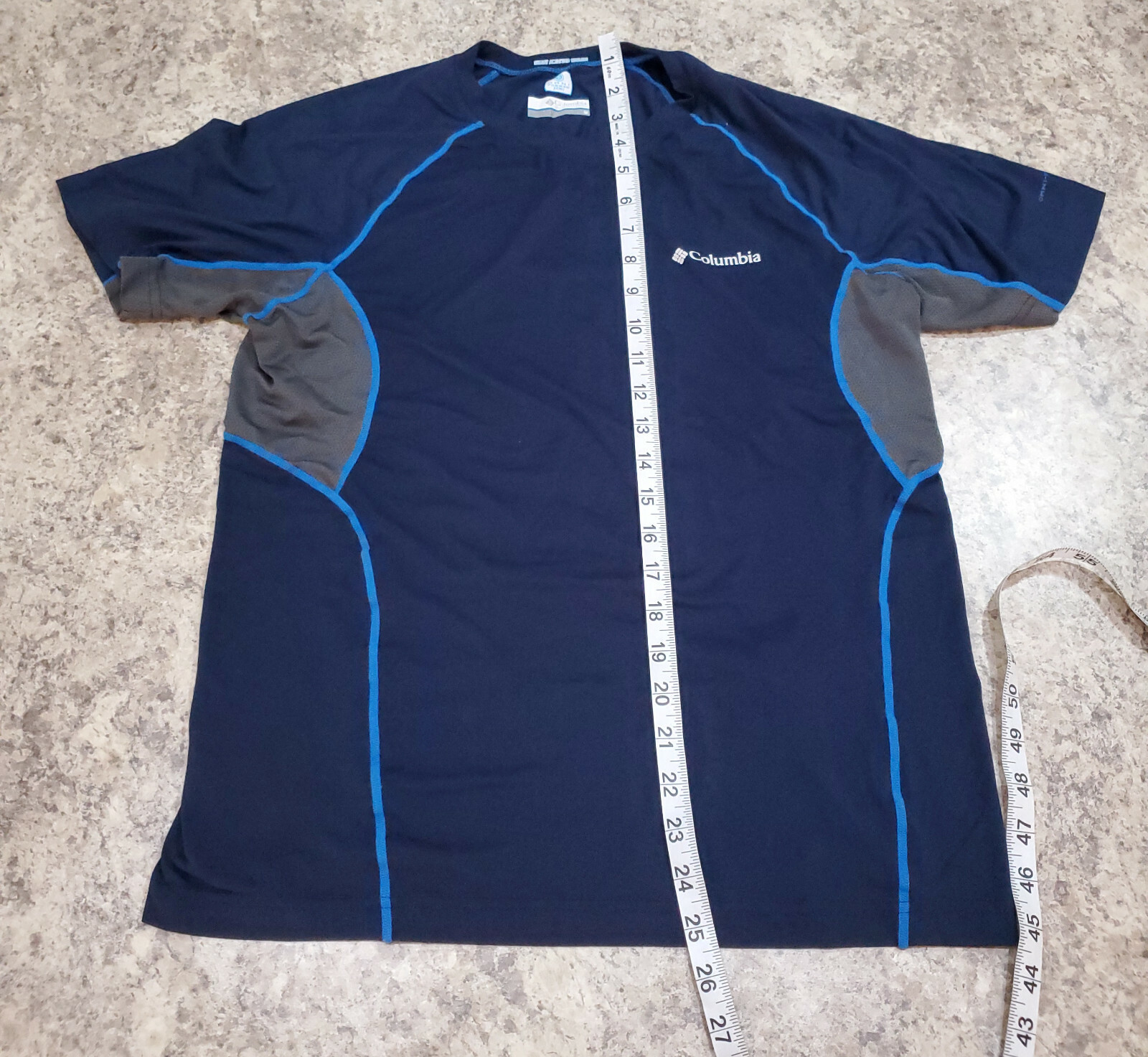 Columbia Shirt Men M Short Sleeve Blue Fishing Beach Outdoor OmniZero Microfiber gallery
