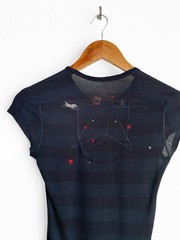 VTG Marithe Francois Girbaud Striped Longline Y2K T-shirt, Size I 40