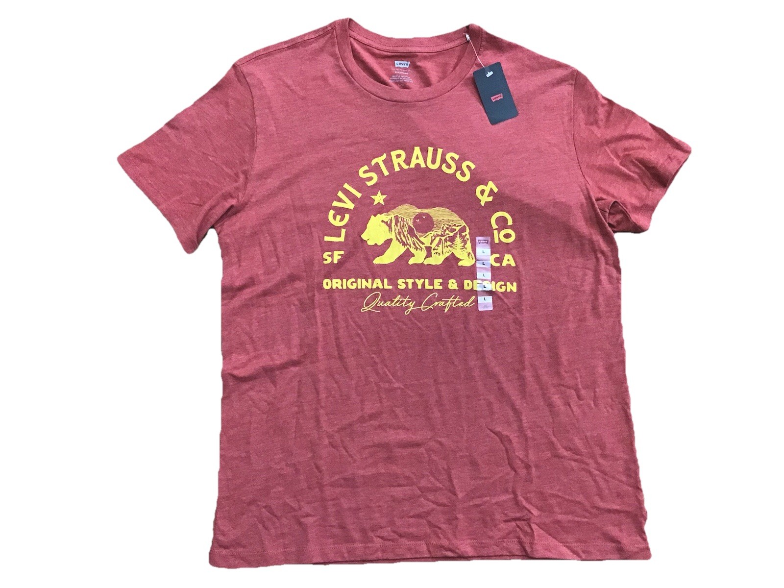 New Mens Levi’s Strauss Standard Fit Graphic T-Shirt DUSTY RED Size Large