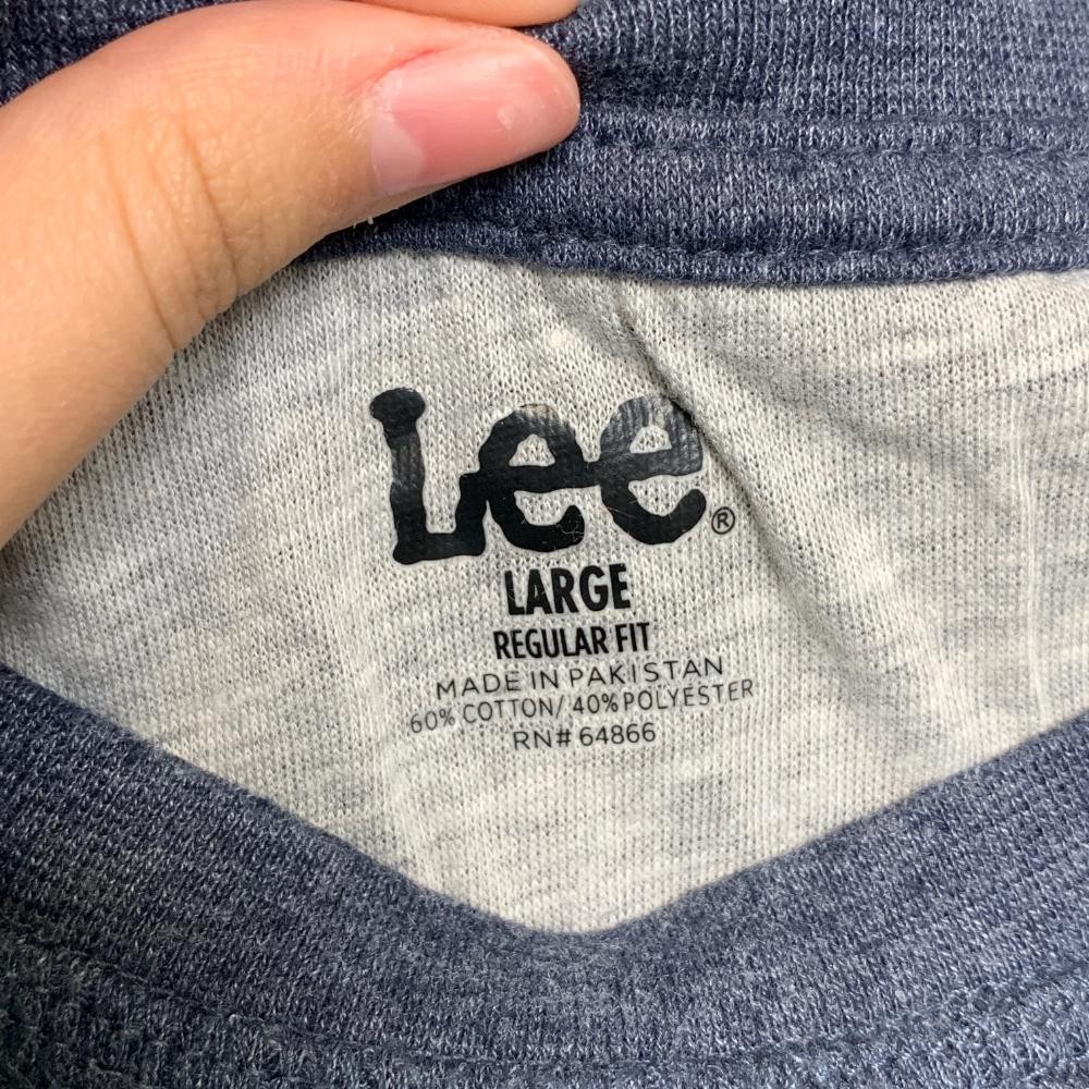 Lee Thermal Shirt Mens Large Charcoal Gray Waffle Knit Regular Fit Side Slit gallery