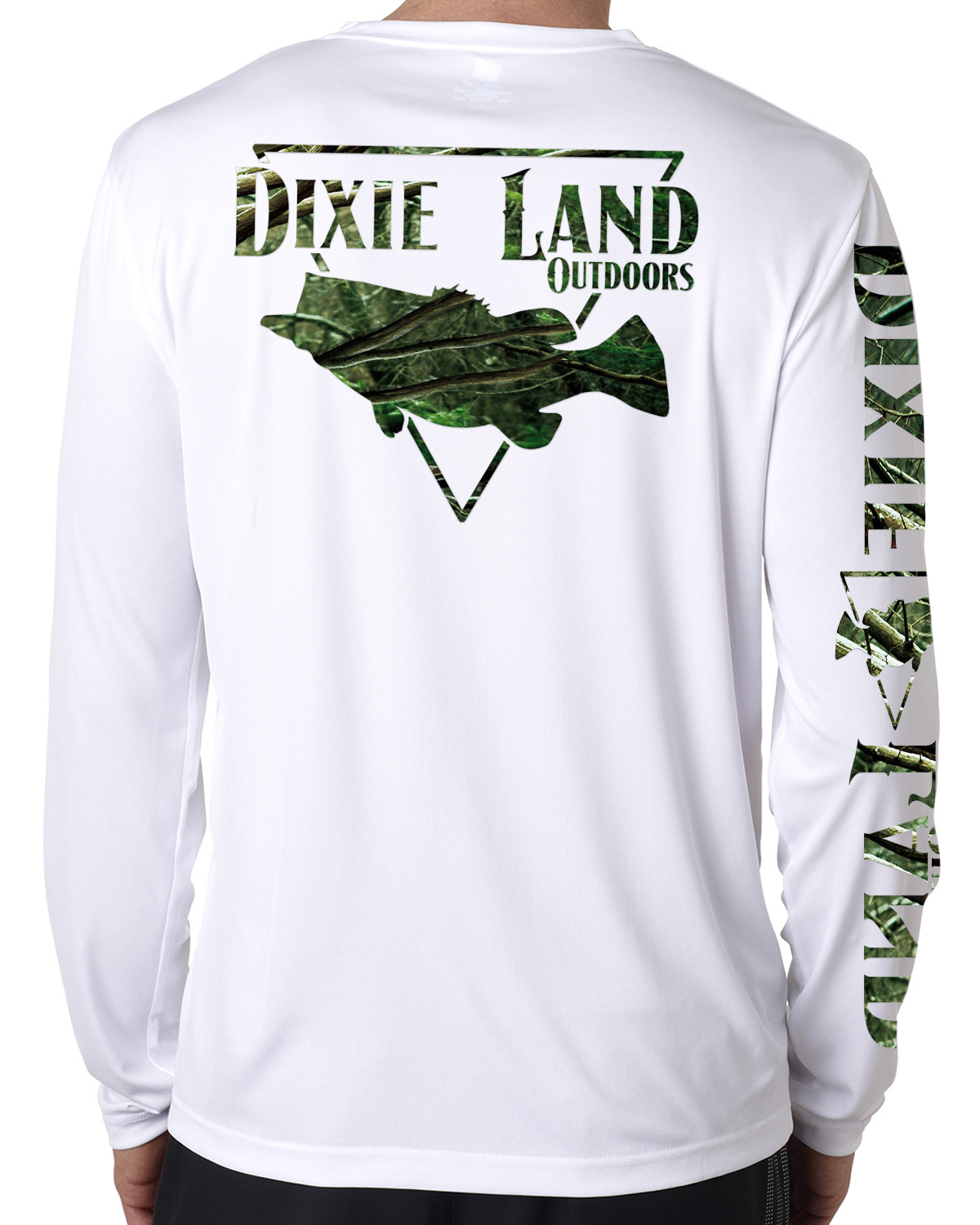 Dixie Land Outdoors Camo Bass fishing Microfiber long sleeve t shirt moisture