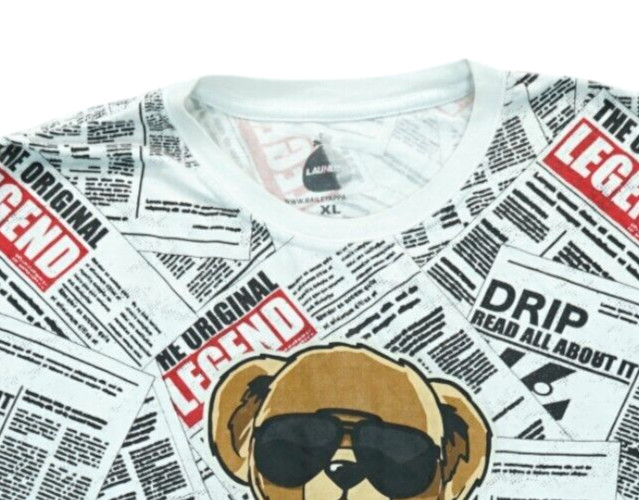 Launder The Original Legend Bear “Hustle” All Over Graphic T Shirt Men’s XL gallery