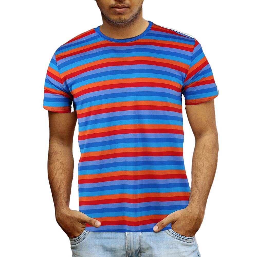 Beautiful Giant Men's Fashion Striped Pocket T-shirt Crewneck Regular ORANGE gallery