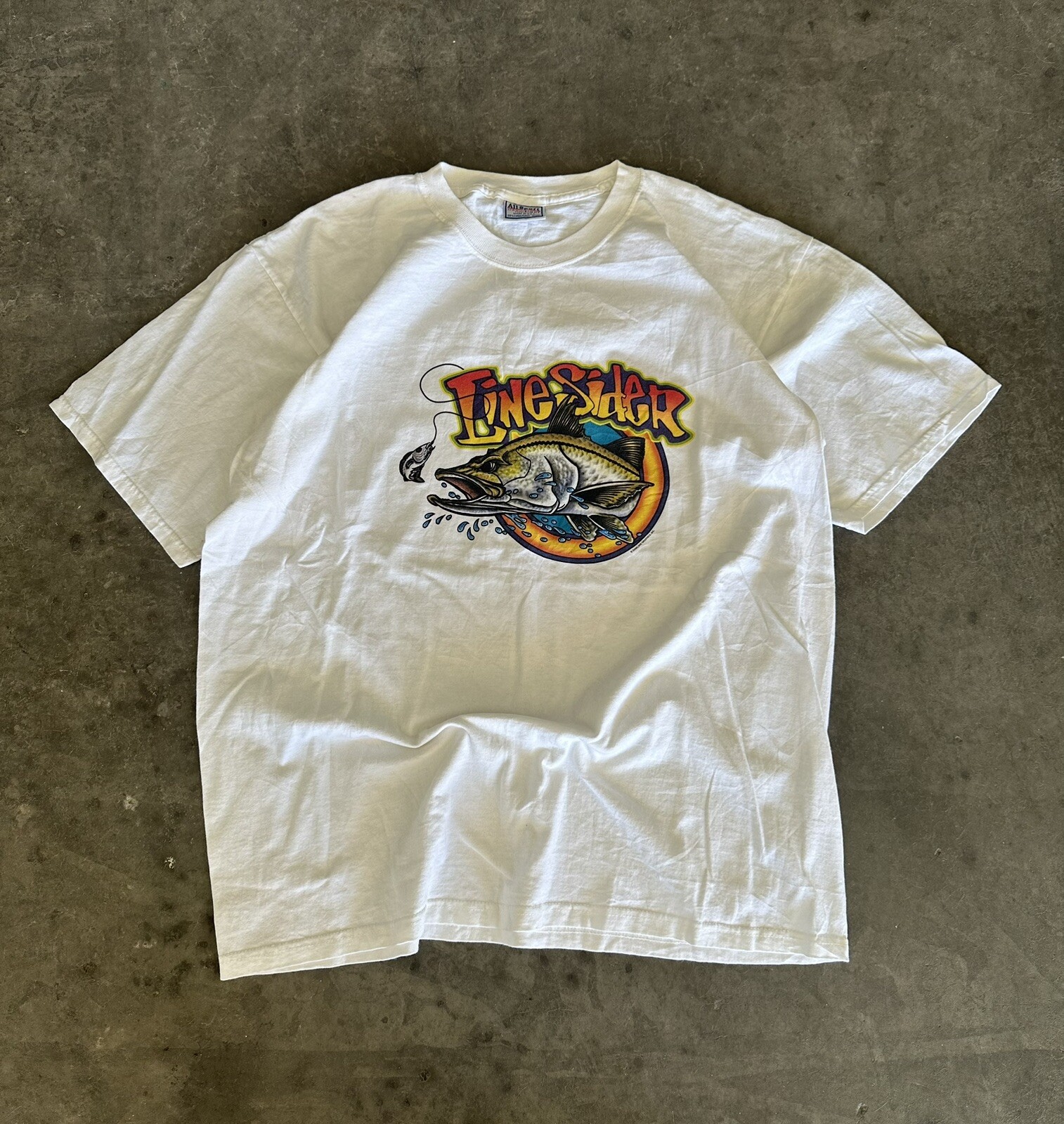 VTG 90s Linesider fishing graphic t-shirt size XL USA fishing nature gallery