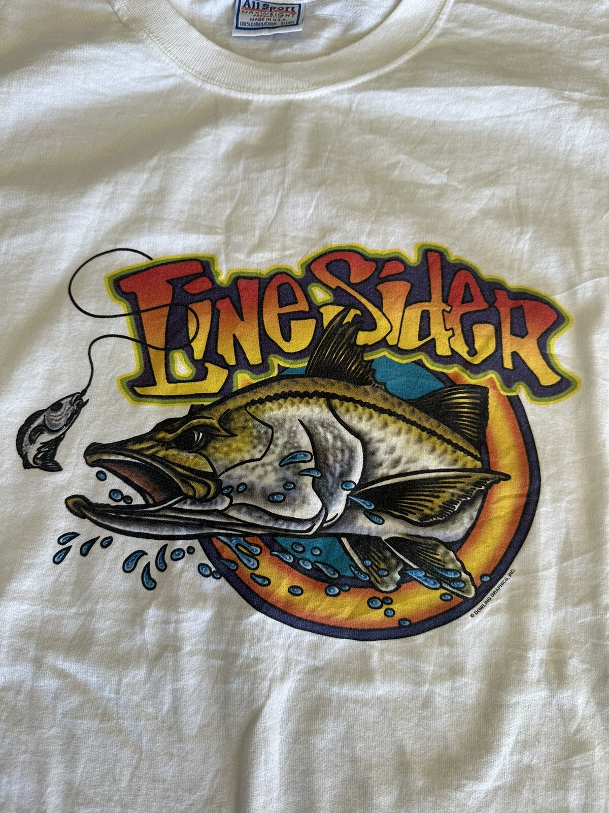 VTG 90s Linesider fishing graphic t-shirt size XL USA fishing nature gallery