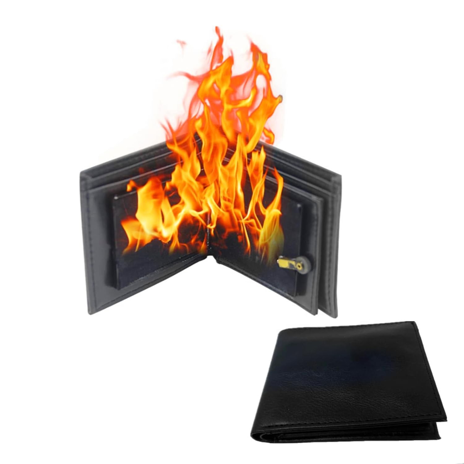 Magic Trick Fire Flaming Wallet, Leather, Inconceivable Street Show Prop, Prank,