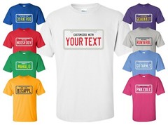 Custom License Plate T-Shirt w/ YOUR TEXT you choose colors car gift state gift