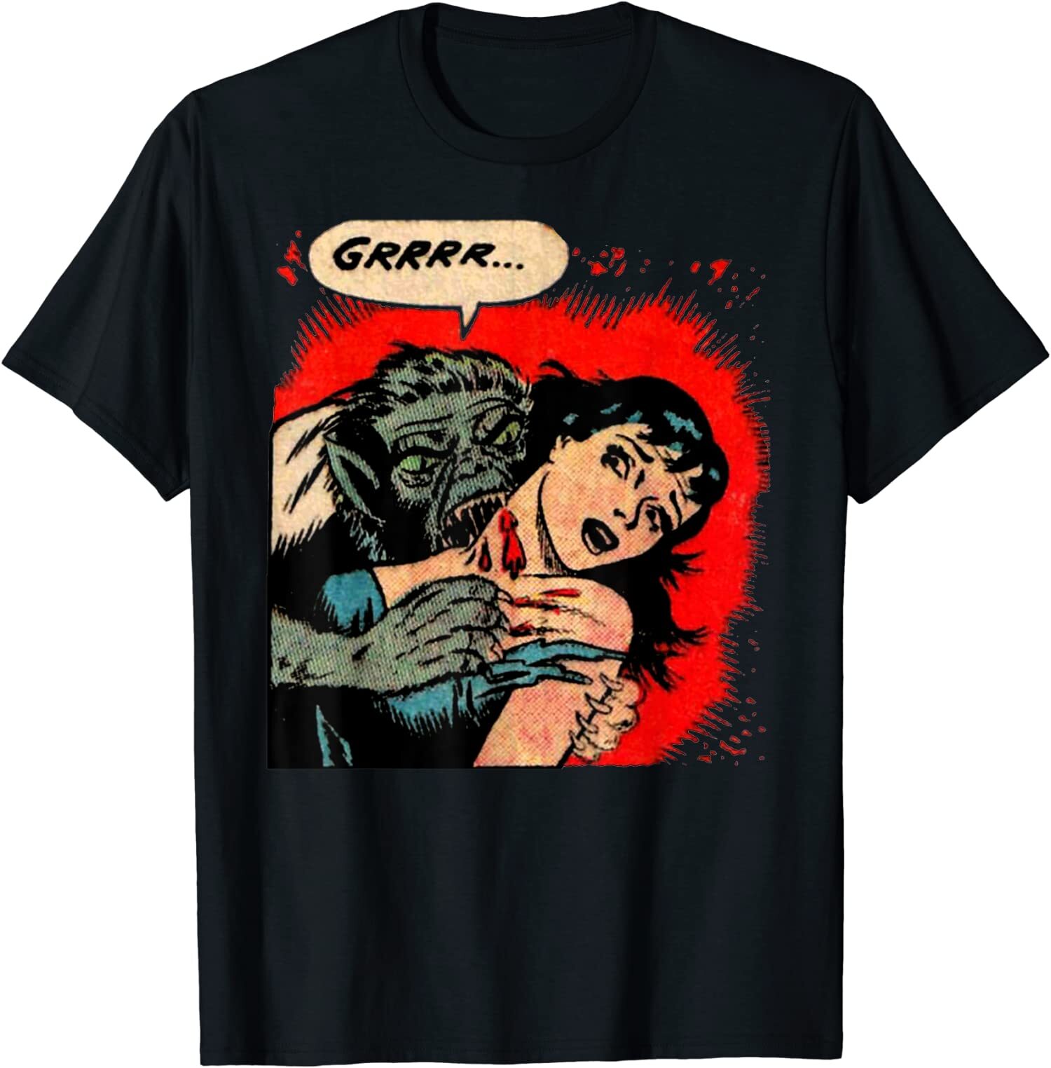 NEW LIMITED Creepy Horror Movie Monster Comic Vintage Werewolf T-Shirt gallery