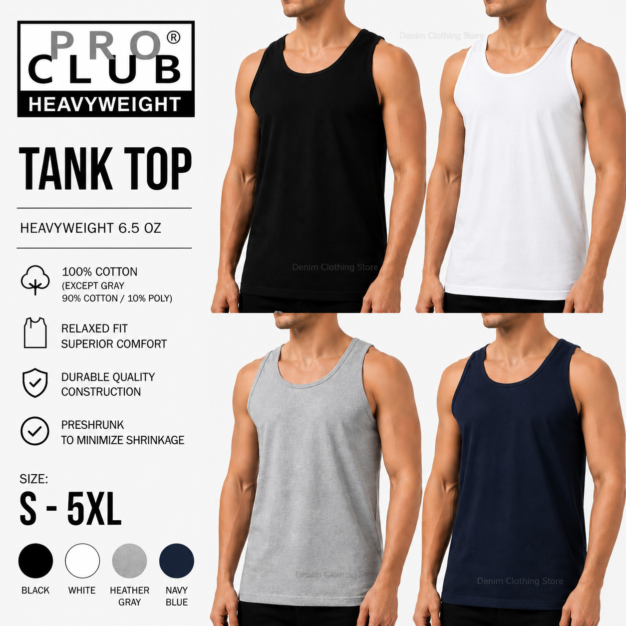 1 NEW PRO CLUB HEAVY WEIGHT TANK TOP OUTERWEAR T-SHIRT UNDERSHIRT SIZE M- 5XL gallery