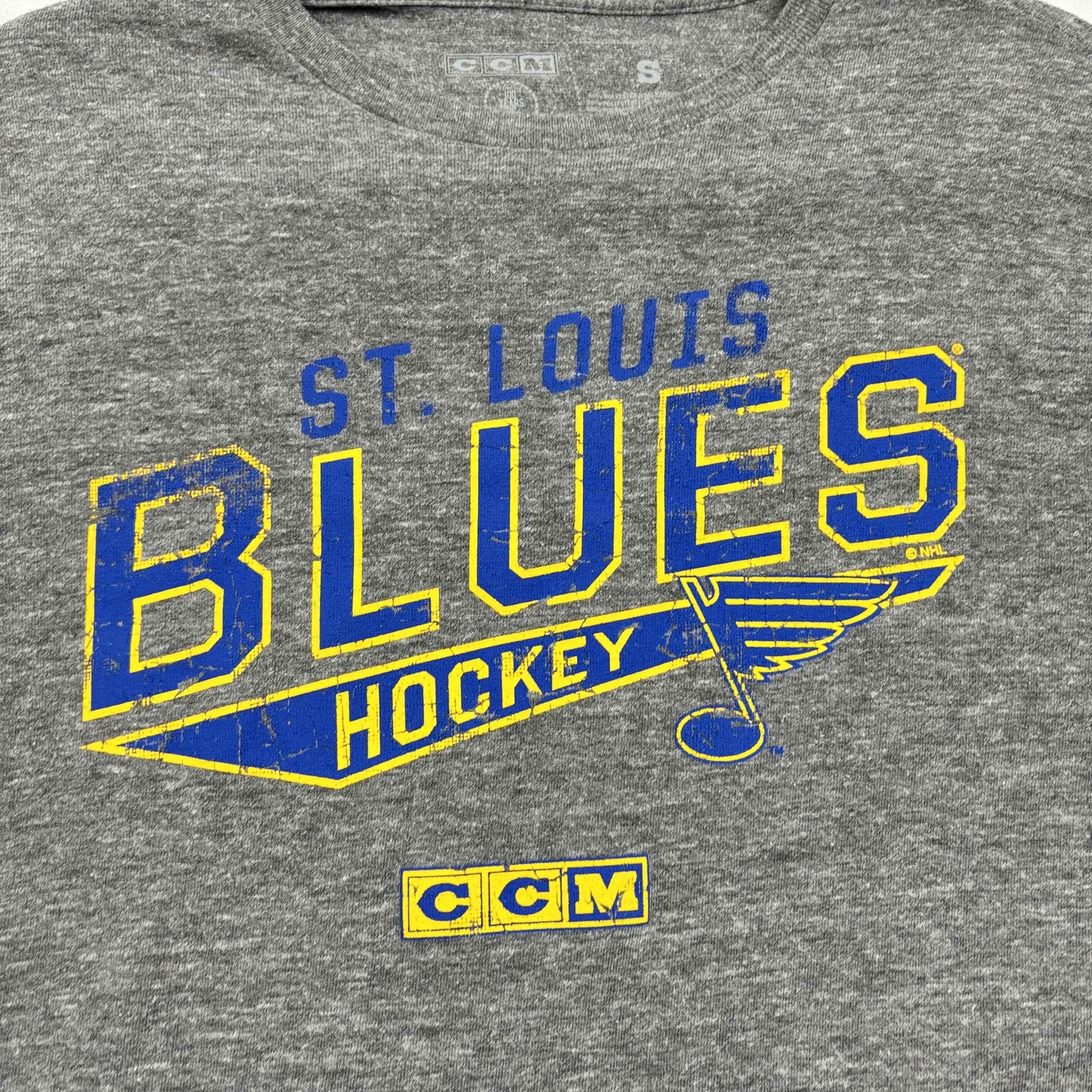 CCM St Louis Blues Hockey T Shirt Grey Short Sleeve Graphic Print Small gallery