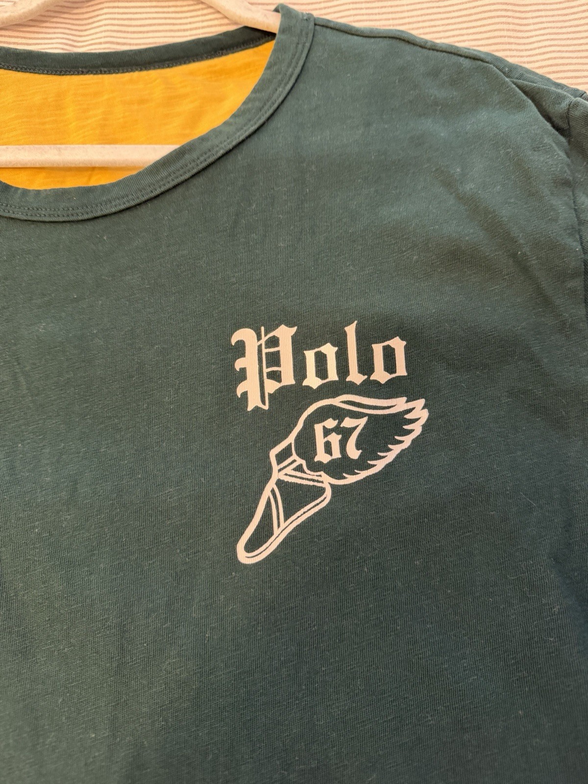 Polo Ralph Lauren Polo Athletic Reversible Heavyweight T Shirt Green Yellow gallery