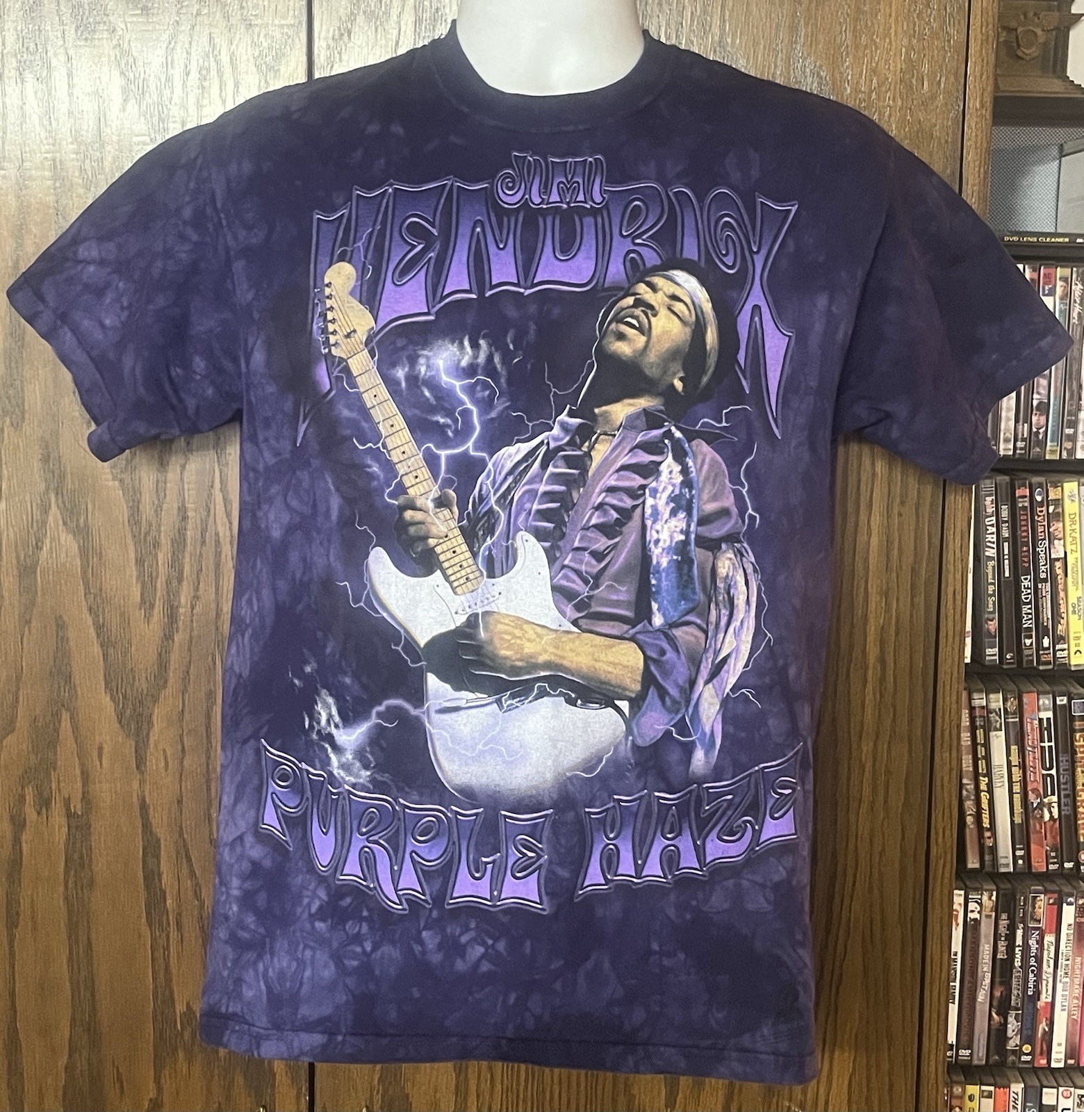 Jimi Hendrix Purple Haze Tie Dye Graphic Medium T-Shirt Stone Acid Wash