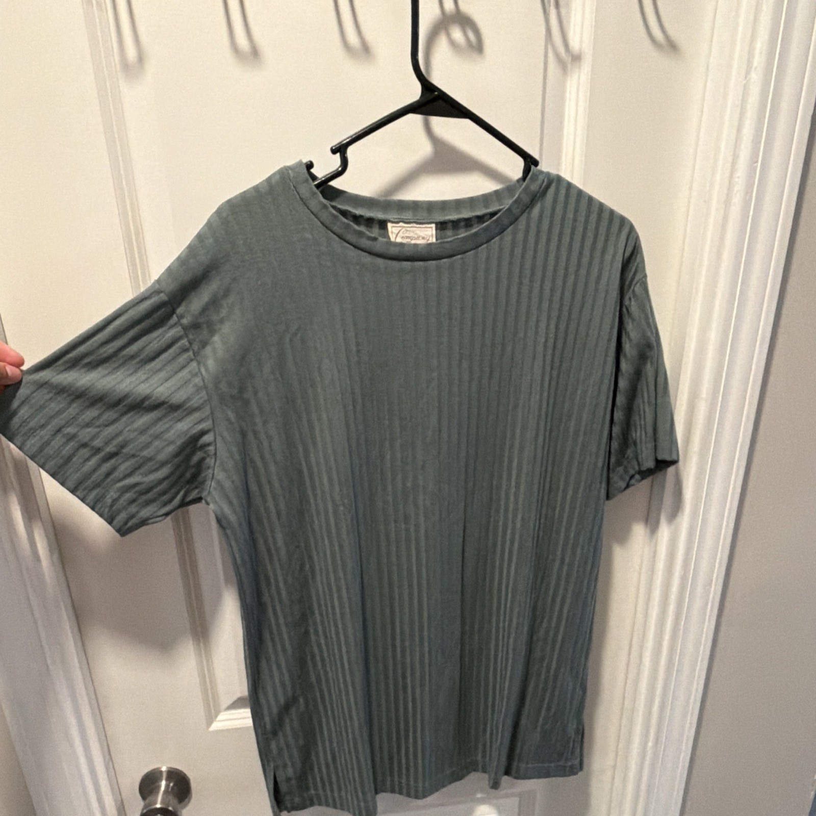 Company Collection Green Ribbed Knit Crew Neck Short Sleeve T-Shirt, M gallery