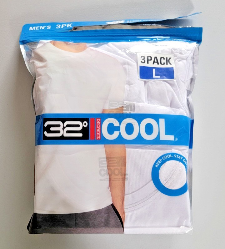 32º DEGREES 3 Pack Men’s Cool Tee |White| Large