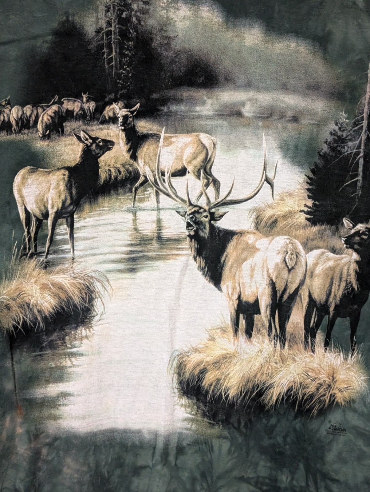 The Mountain Mens T-shirt Vintage Y2K Elk In A Forest Clearing Flawed XL #6738 gallery