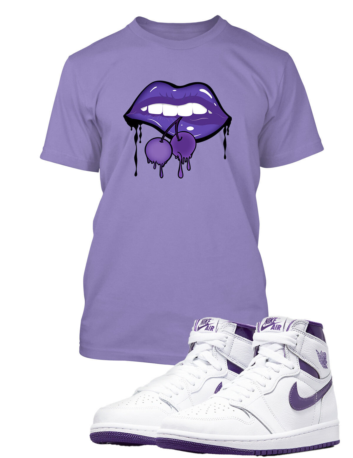 Sexy Lips and Grapes Graphic Sneaker Tee Shirt J1 Purple Sport Pro Club Shaka gallery