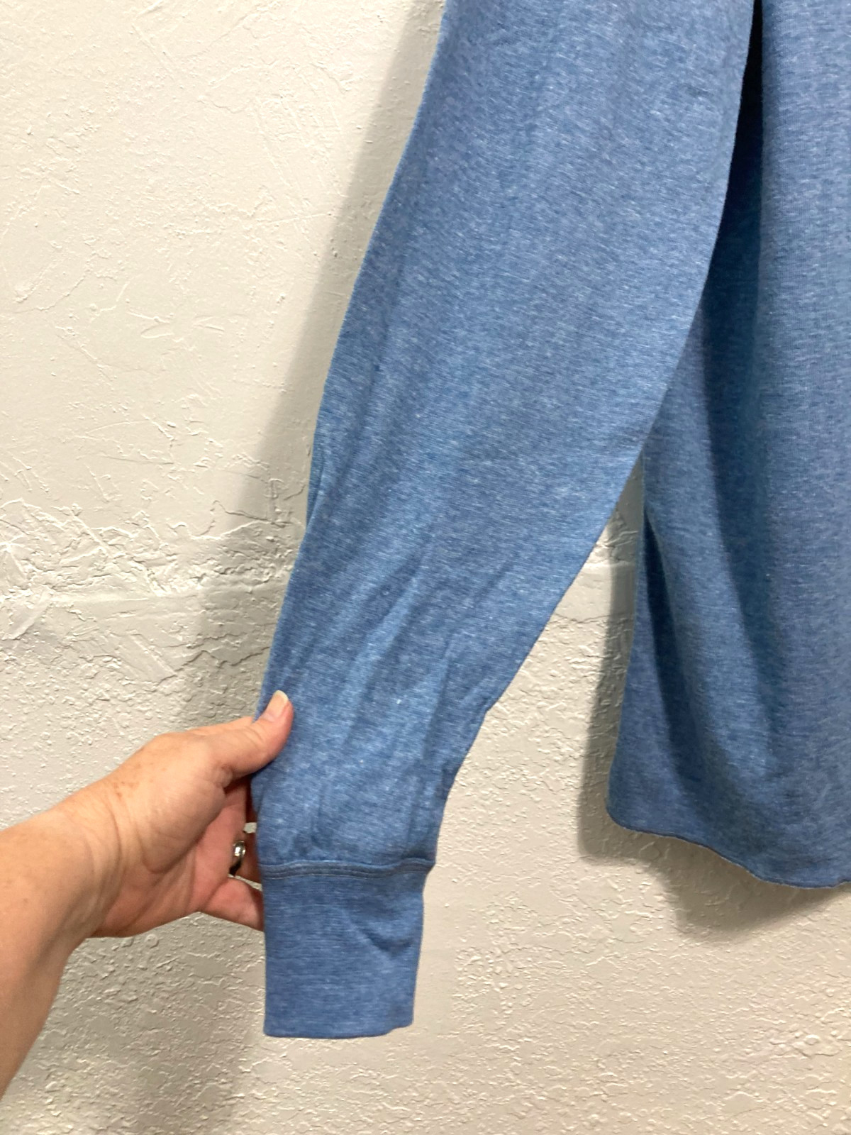 LL BEAN Mens River Drivers Shirt 90s Two Layer Henley Thermal Wool Blend Blue XL gallery
