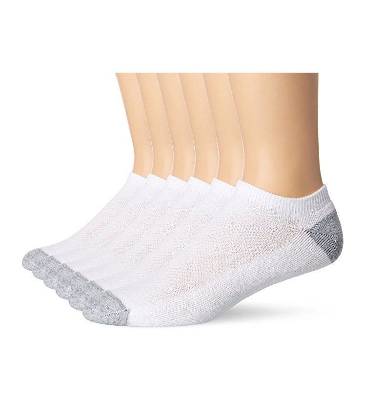 Hanes Men’s 6 Pack Classics No Show Socks Sock Size: 6-12 White