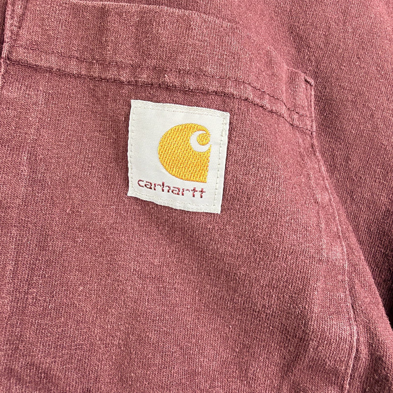 Carhartt T-Shirt Men's M Loose Fit Maroon Short Sleeve Pocket Tee 100% Cotton gallery