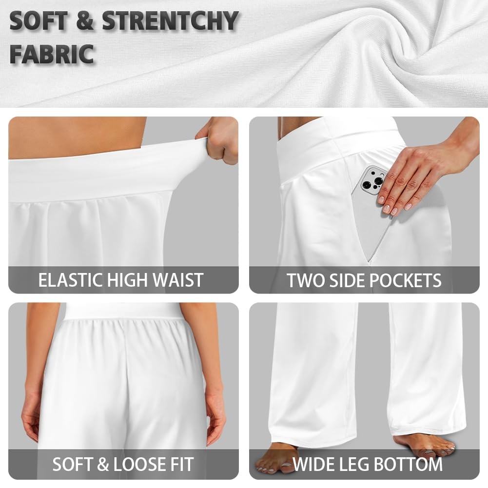 Womens Wide Leg Palazzo Lounge Pants Comfy Yoga High Waisted Sweatpant gallery