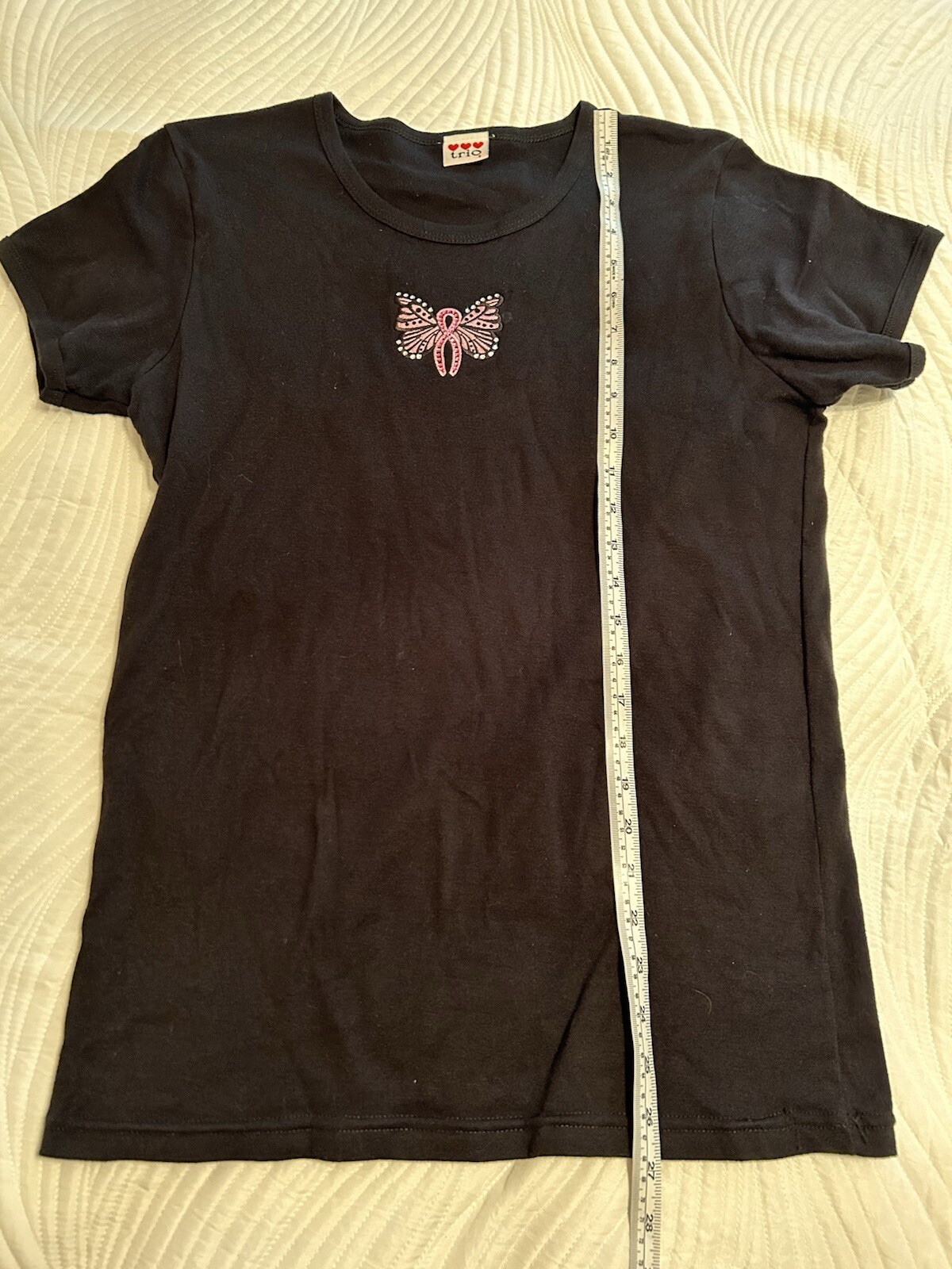 Breast Cancer Awareness Pink Ribbon Butterfly T-shrt W/Rhinestones Size M NWOT gallery