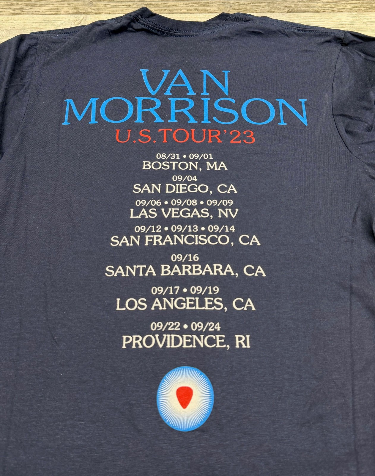 New Van Morrison US Tour 2023 Band T Shirt Mens Small Navy Blue Graphic Concert gallery