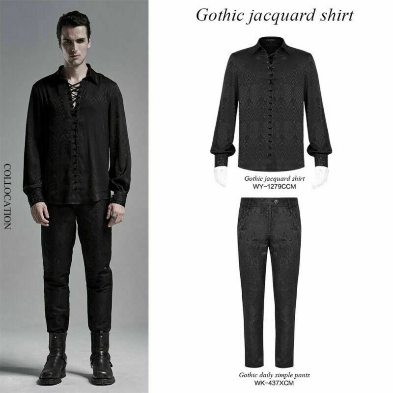 Men Gothic Gorgeous Jacquard Shirts Retro Formal Prom Party Long Sleeve Blouses gallery
