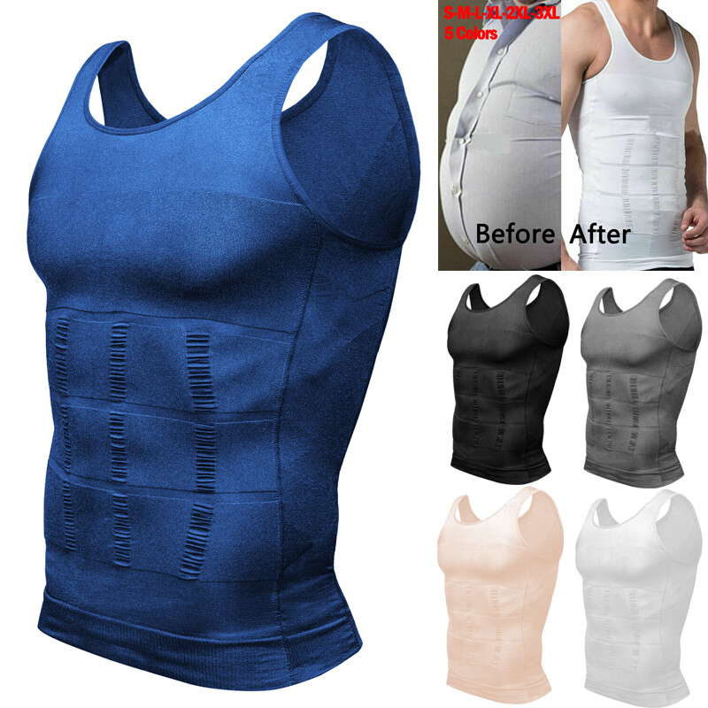 Mens Slimming Body Shaper Vest Gynecomastia Compression Shirts Tummy Control Top gallery