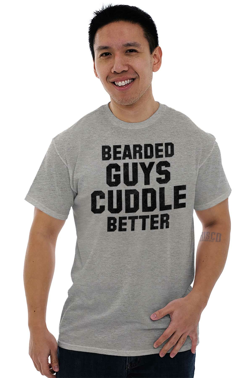 Bearded Guys Cuddle Better Funny Beard Humor Mens Casual Crewneck T Shirts Tees gallery