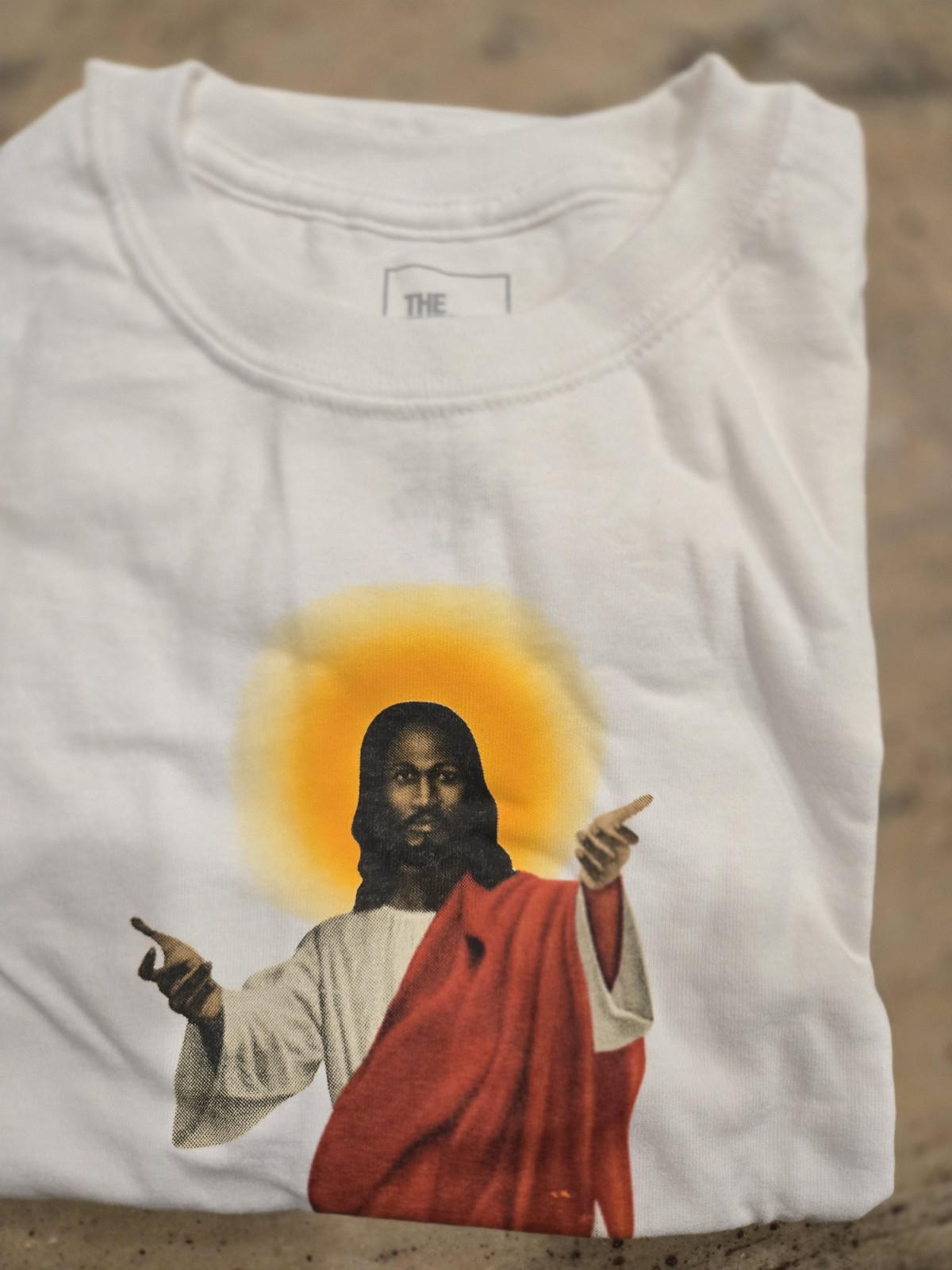 The Thread Shop White Cotton Jesus Graphic Print Men's T-Shirt Size M gallery