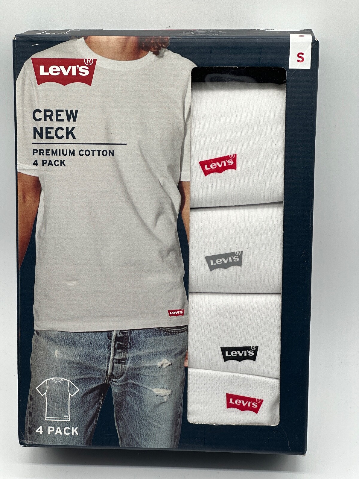 NEW 3/4/5 PACK LEVI'S MENS V-NECK / CREW NECK & TANK WHITE PREMIUM COTTON S /L gallery