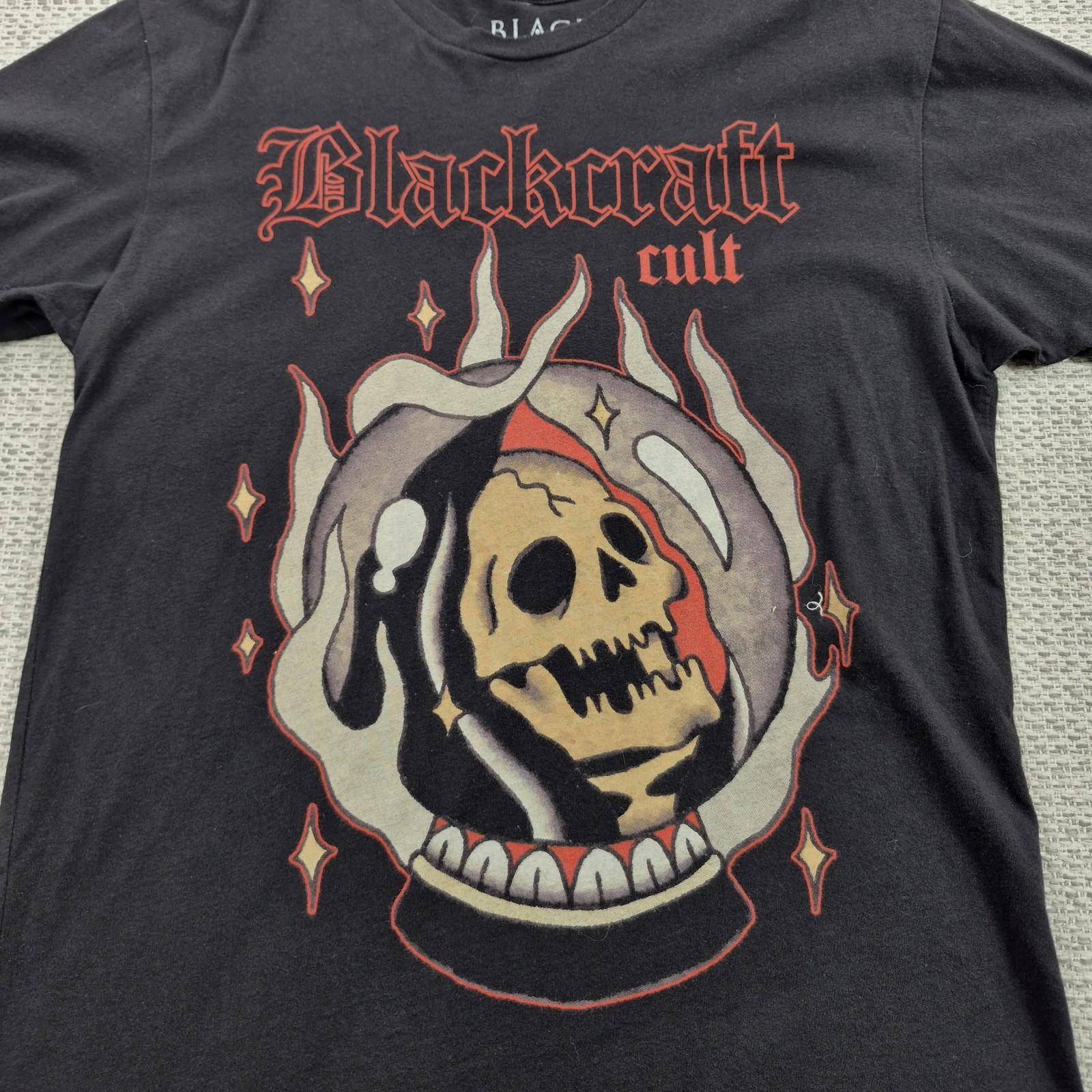 Blackcraft Cult Shirt Mens Medium Black Skull Occult Crystal Ball Graphic Tee gallery