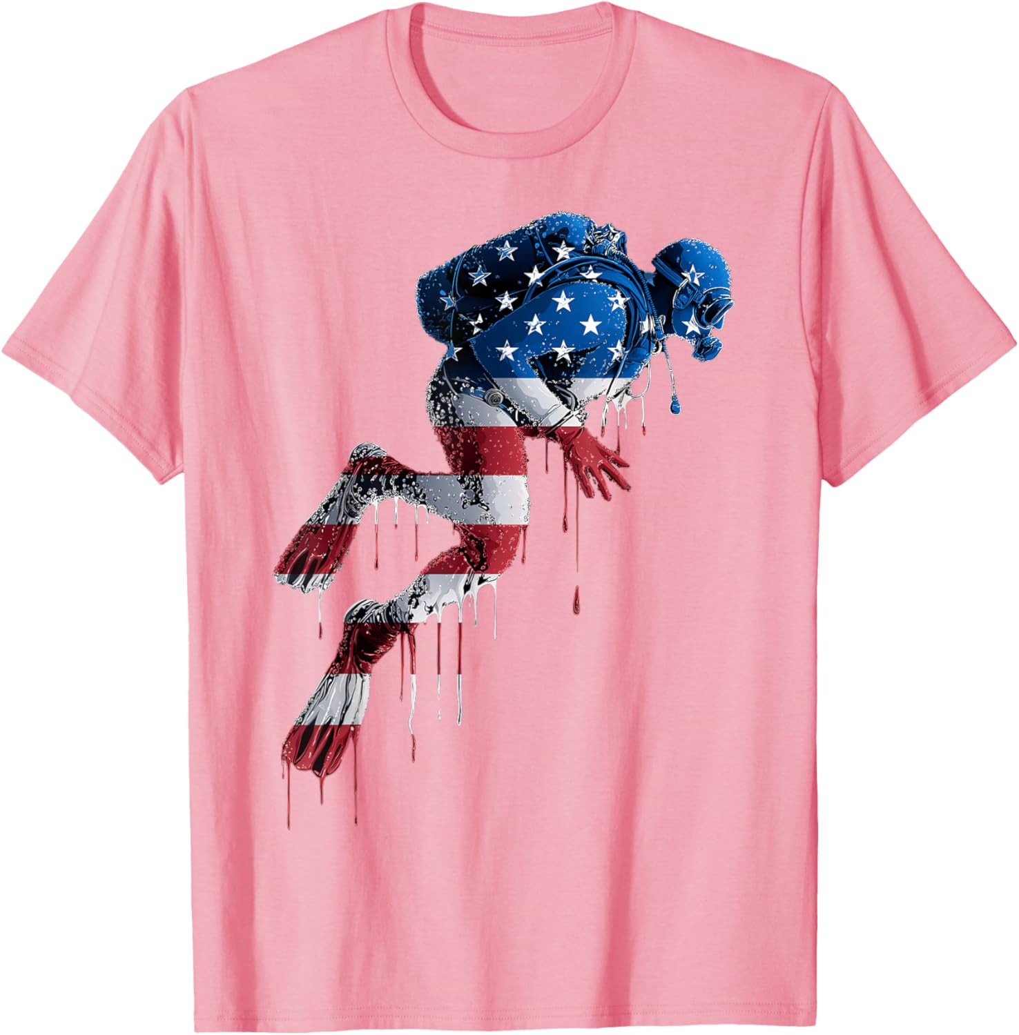 Scuba Diver Scuba Diving American Flag USA Drip Graffiti Unisex T-Shirt gallery