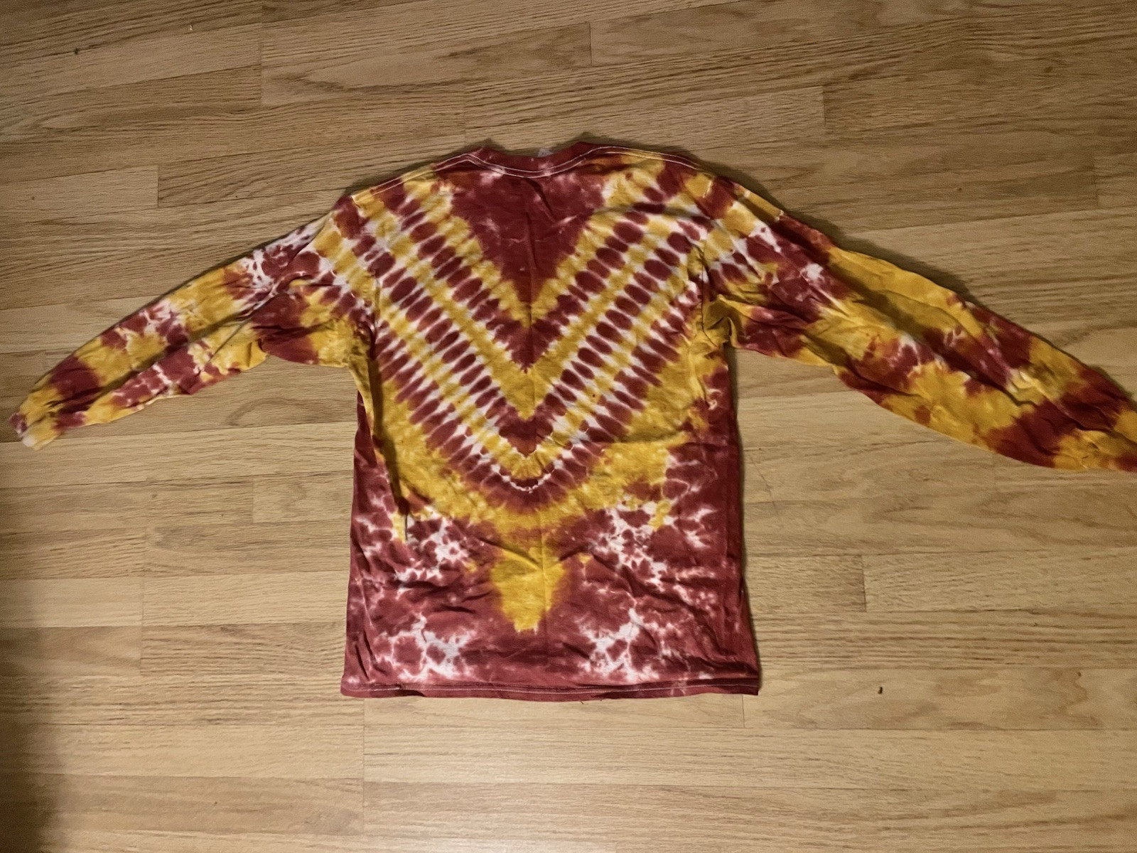 Handmaid tie-dye Large cotton Gilden Long Sleeve Maroon Red Yellow Gold gallery