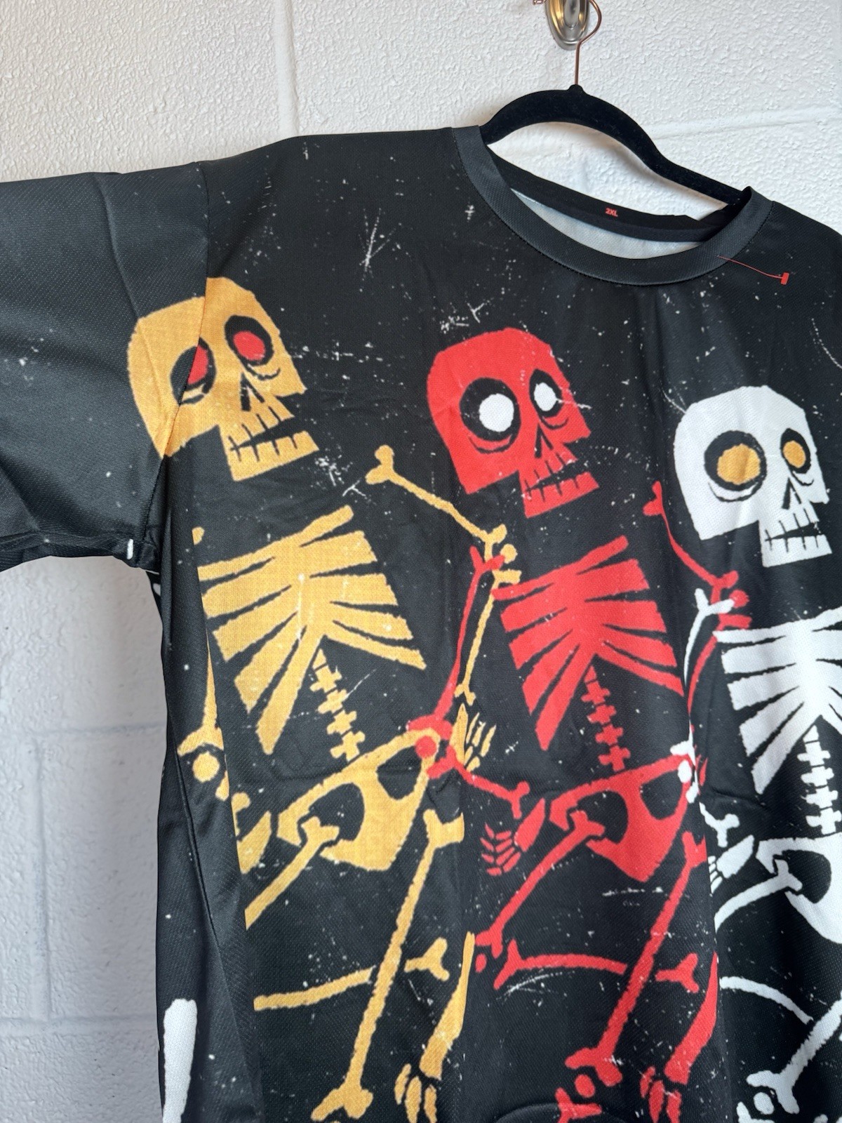 Halloween Skeleton Dance Graphic Shirt 2XL All Over Print Semi Sheer Tee gallery