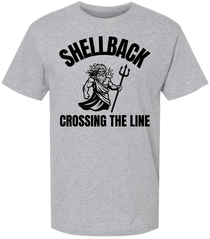 Shellback Crossing The Line Printed T-Shirt Nautical Maritime King Neptune Tee