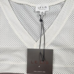 Le Lis White Mesh V-Neck Jersey Graphic 98 Top IT3716 Mens Large NEW