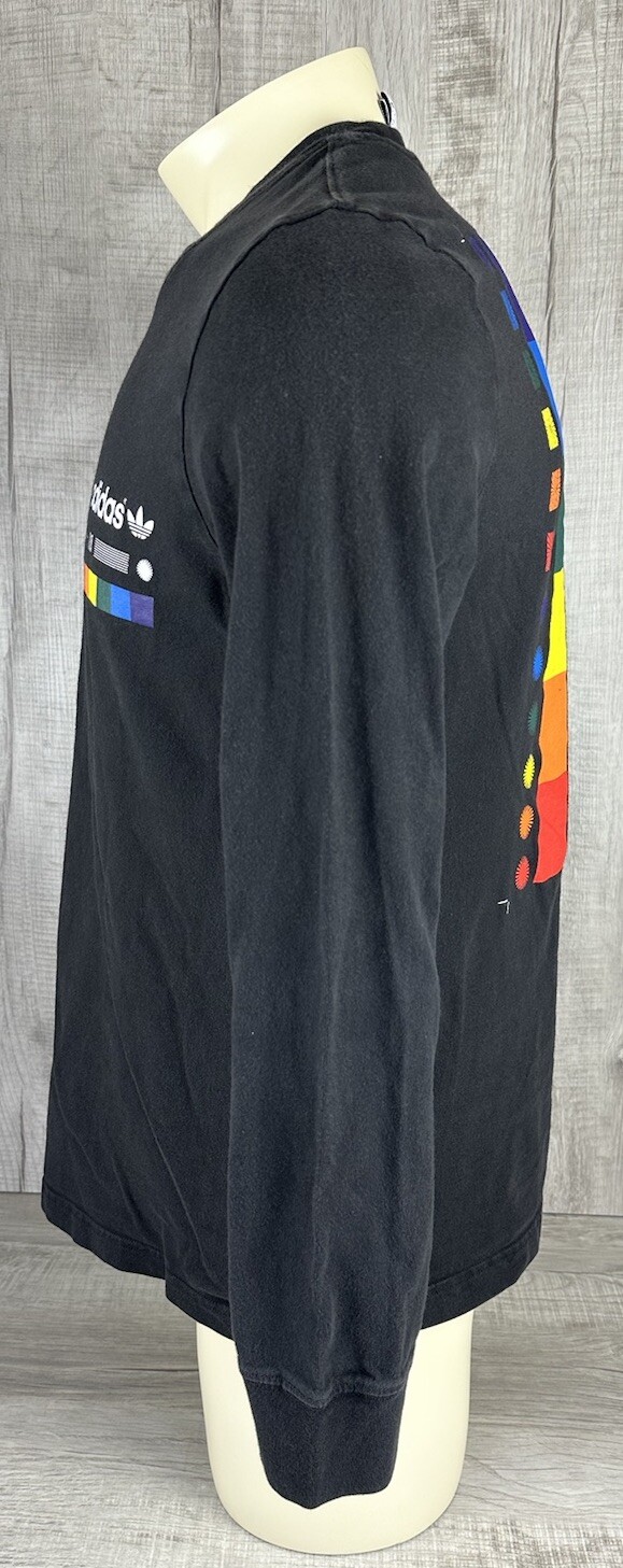 Adidas Long Sleeve Shirt Black Rainbow Graphic Logo Chest 39” Length 27” Mens M gallery