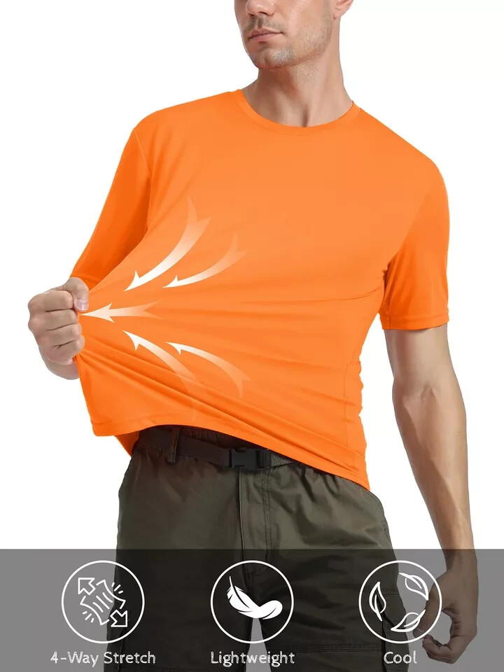 Mens UPF50+ UV Shirts Short Sleeve Gym Quick Dry Shirts Sport Crew Neck Sz M NWT gallery