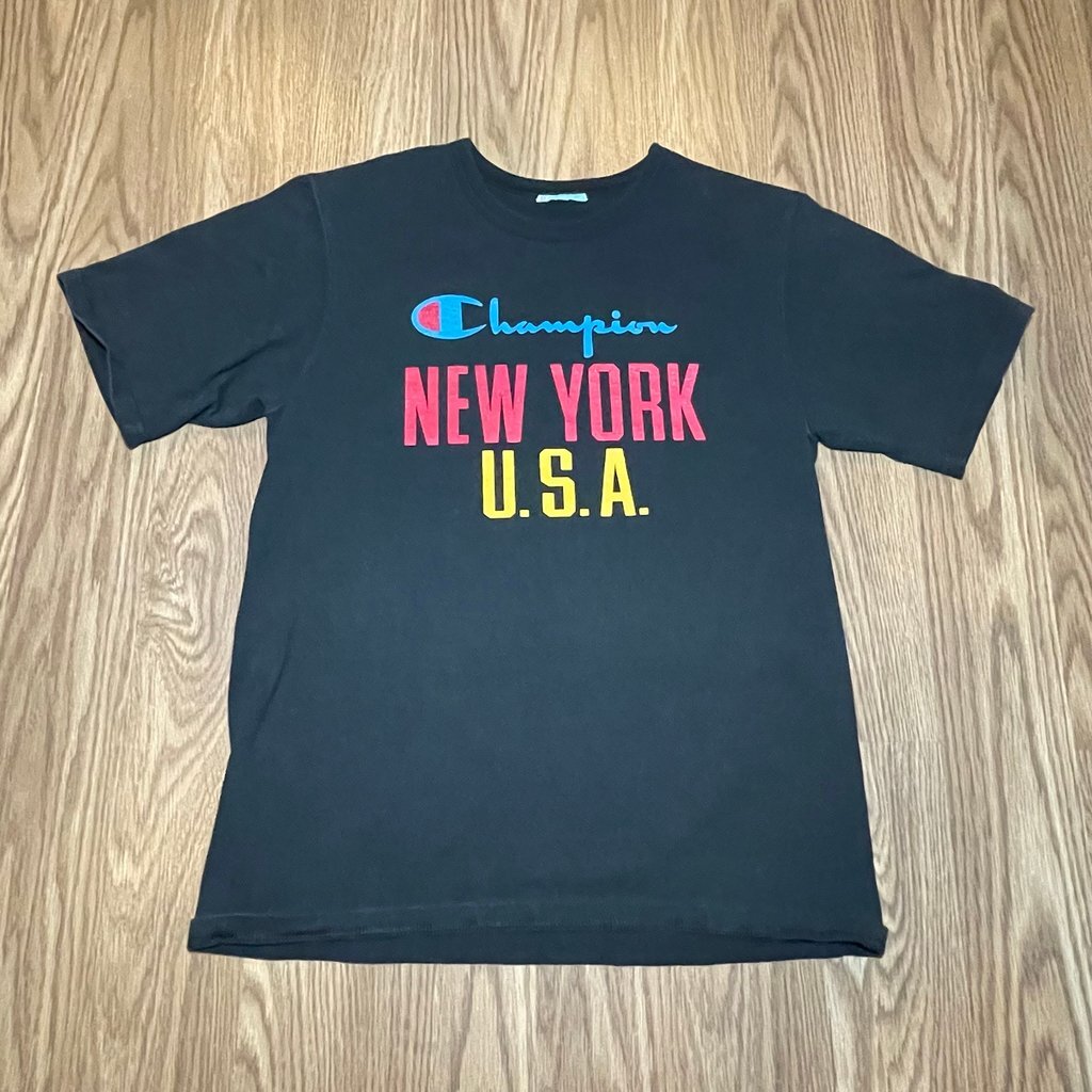 Vintage VTG Champion New York USA T Shirt Black NO TAG SEE DESC gallery