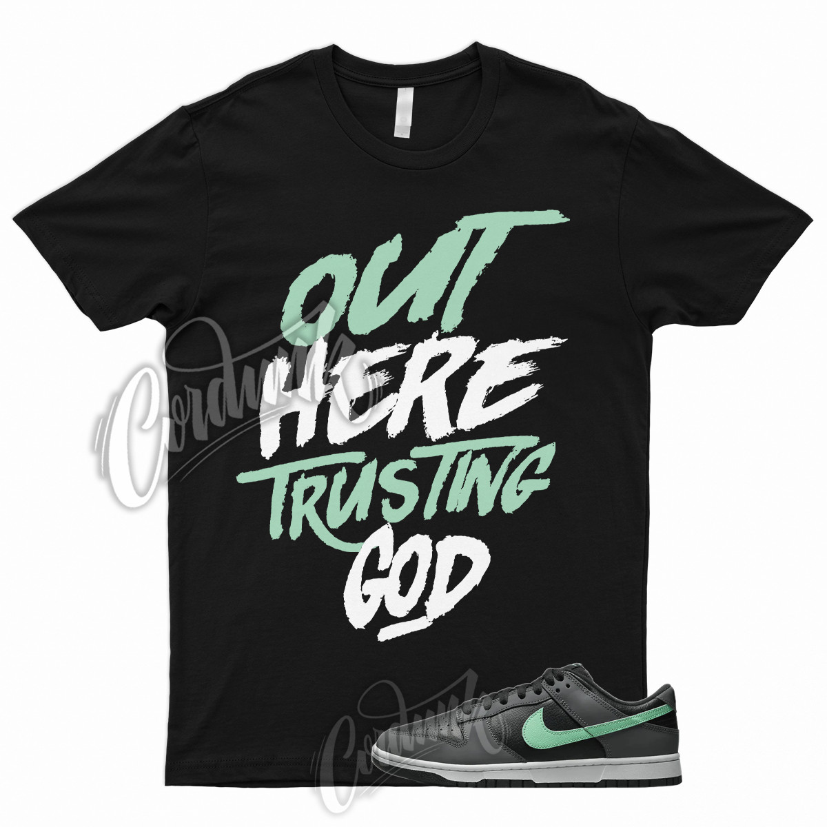 TG T Shirt to Match Dunk Low Retro Green Glow Dark Grey Shadow Lime