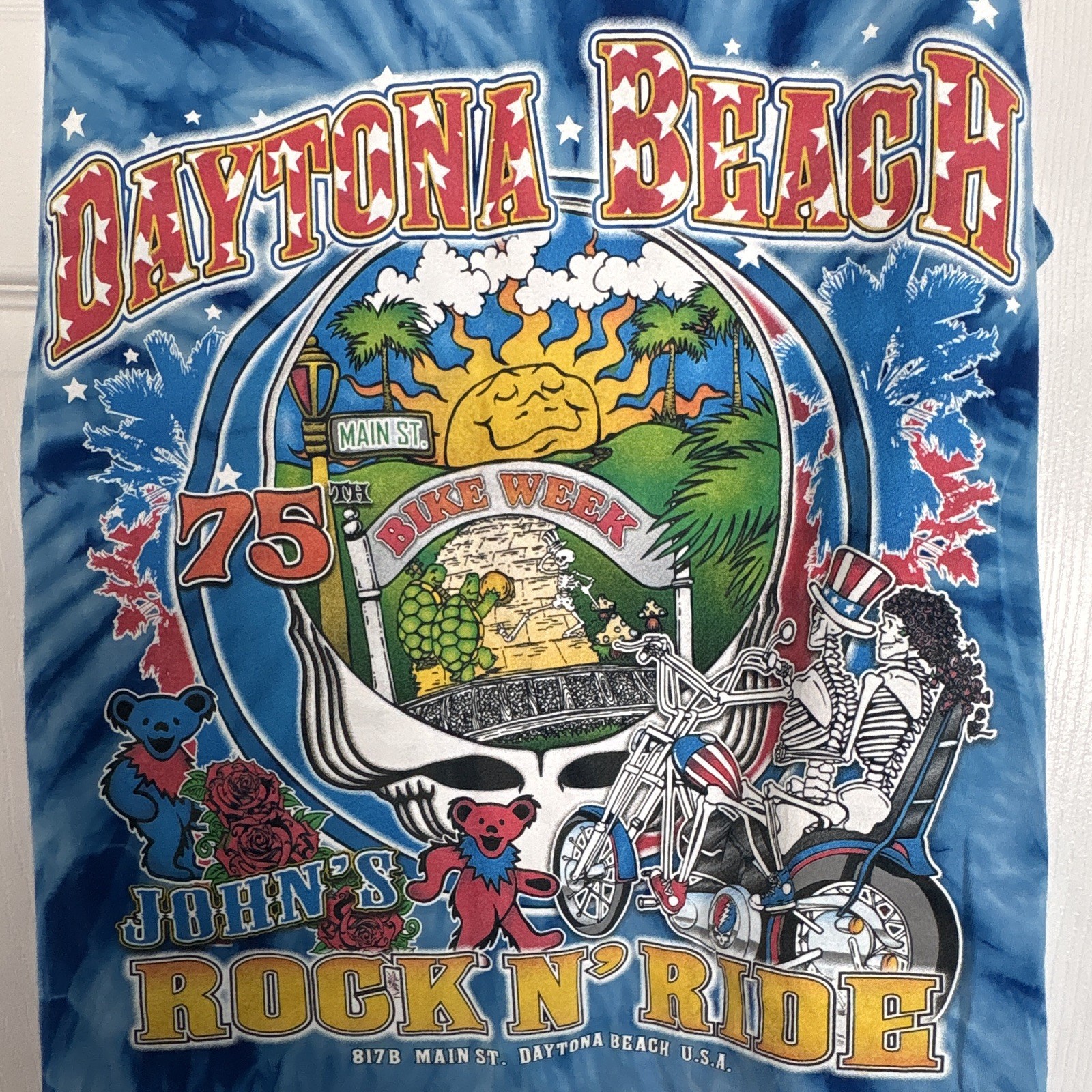 Colortone Daytona Beach Bike Week Tie-Dye Blue Sleeveless T-Shirt Men's XL gallery