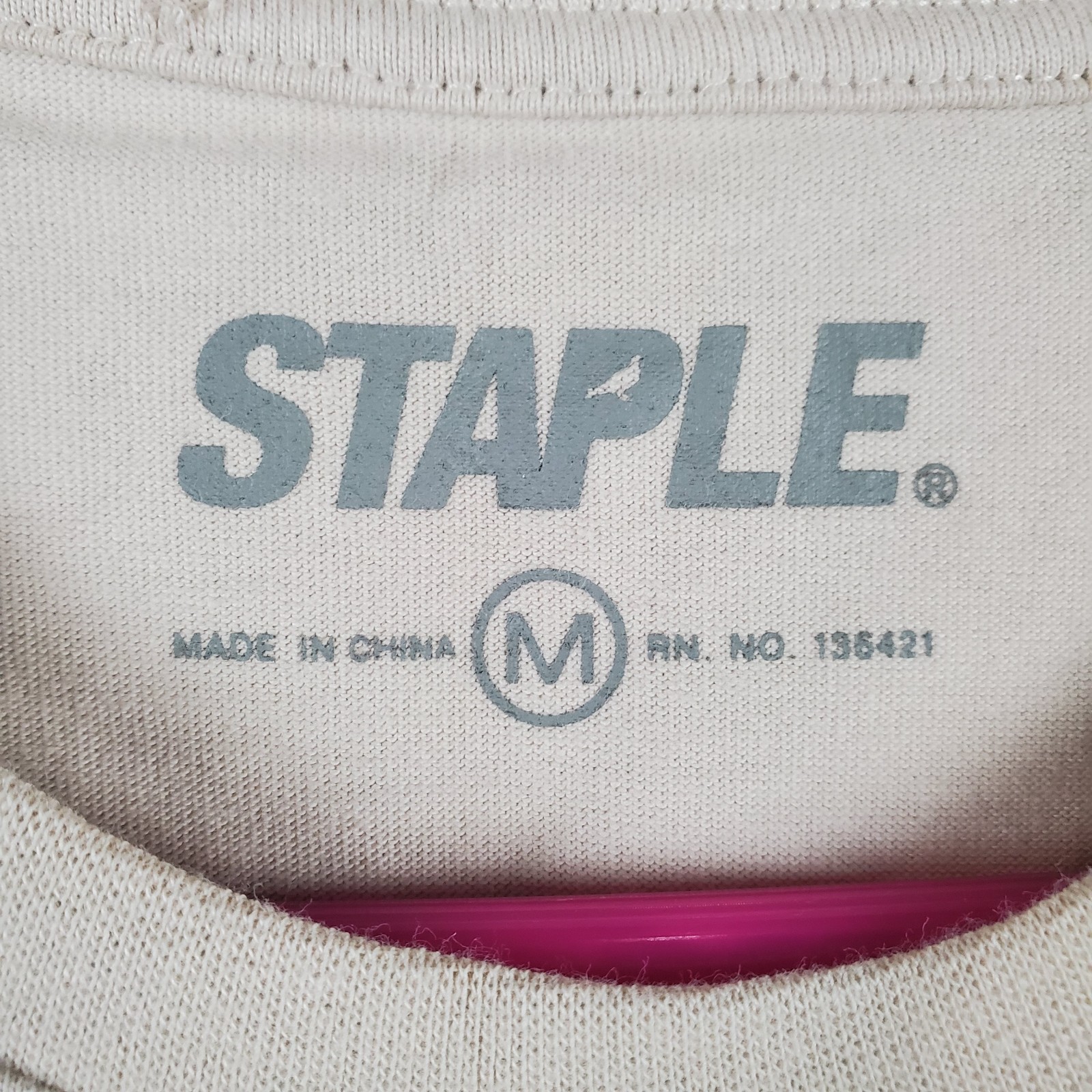 Staple T Shirt Mens Medium Beige Cotton Embroidered Rooted In Tradition Casual gallery