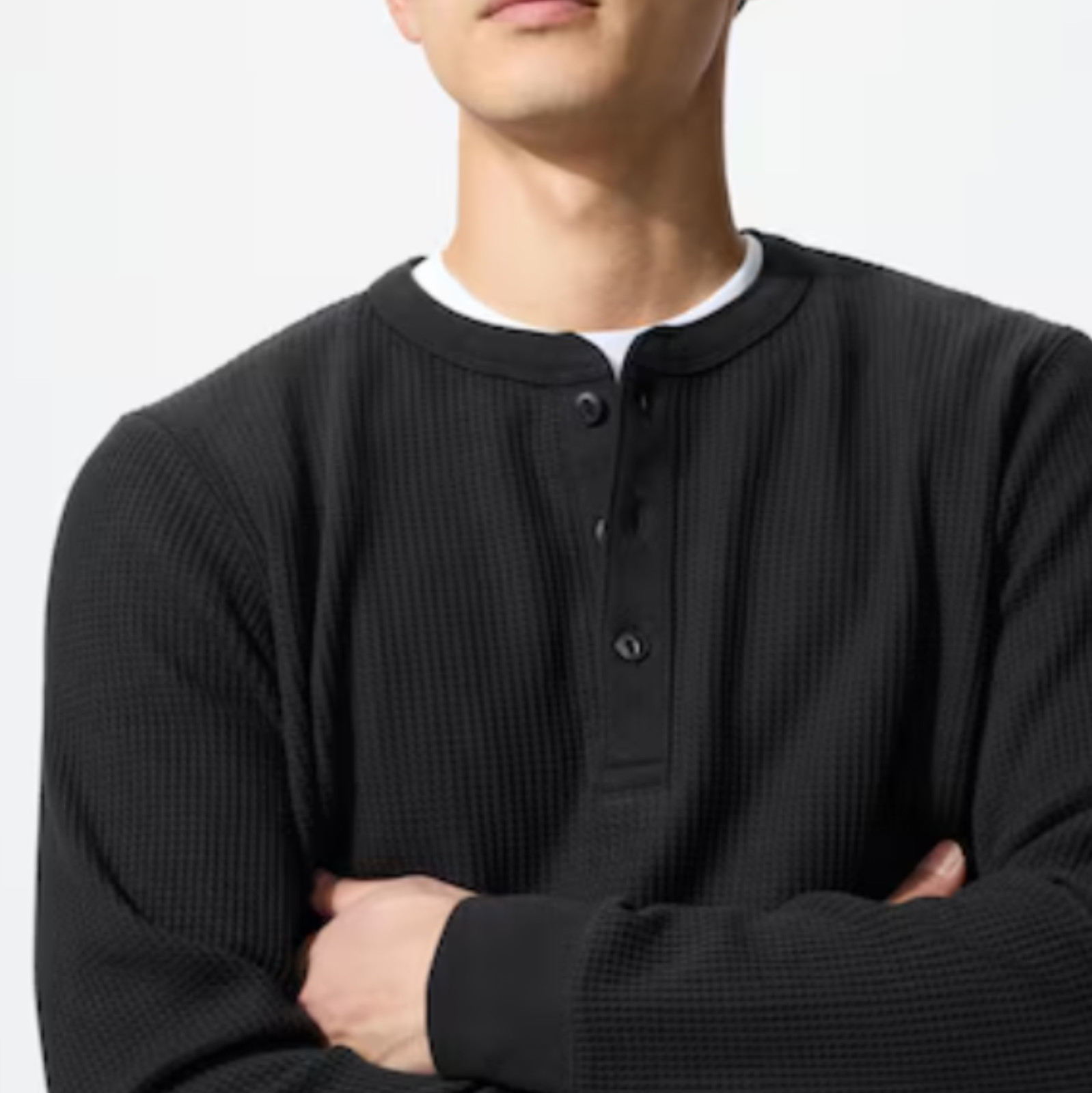 UNIQLO Waffle Henley Neck Long-Sleeve T-Shirt XS~4XL MEN New Japan gallery