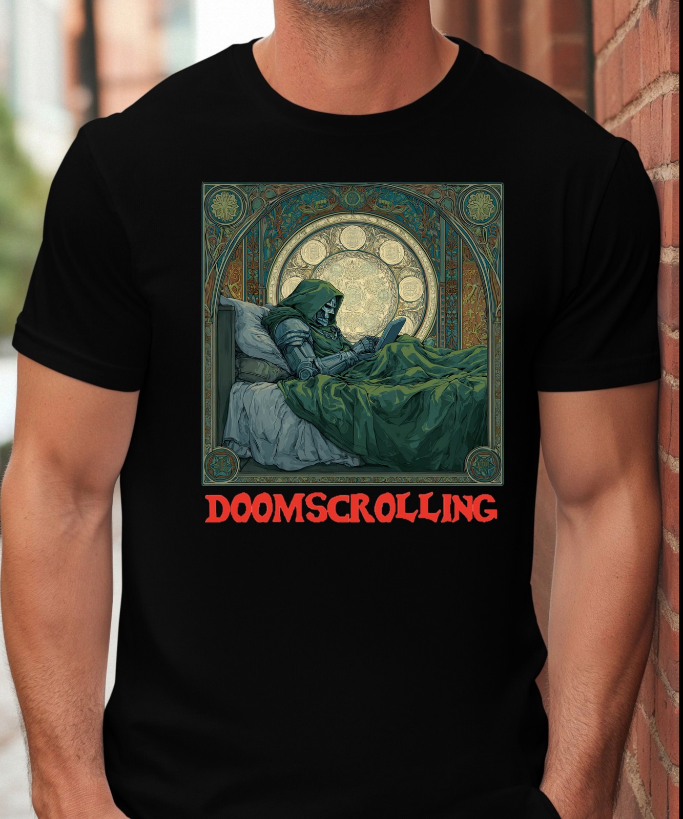Doomscrolling Dr Doom Funny Geek Nerd Comics Brainrot Unisex Heavy Cotton Tee 9
